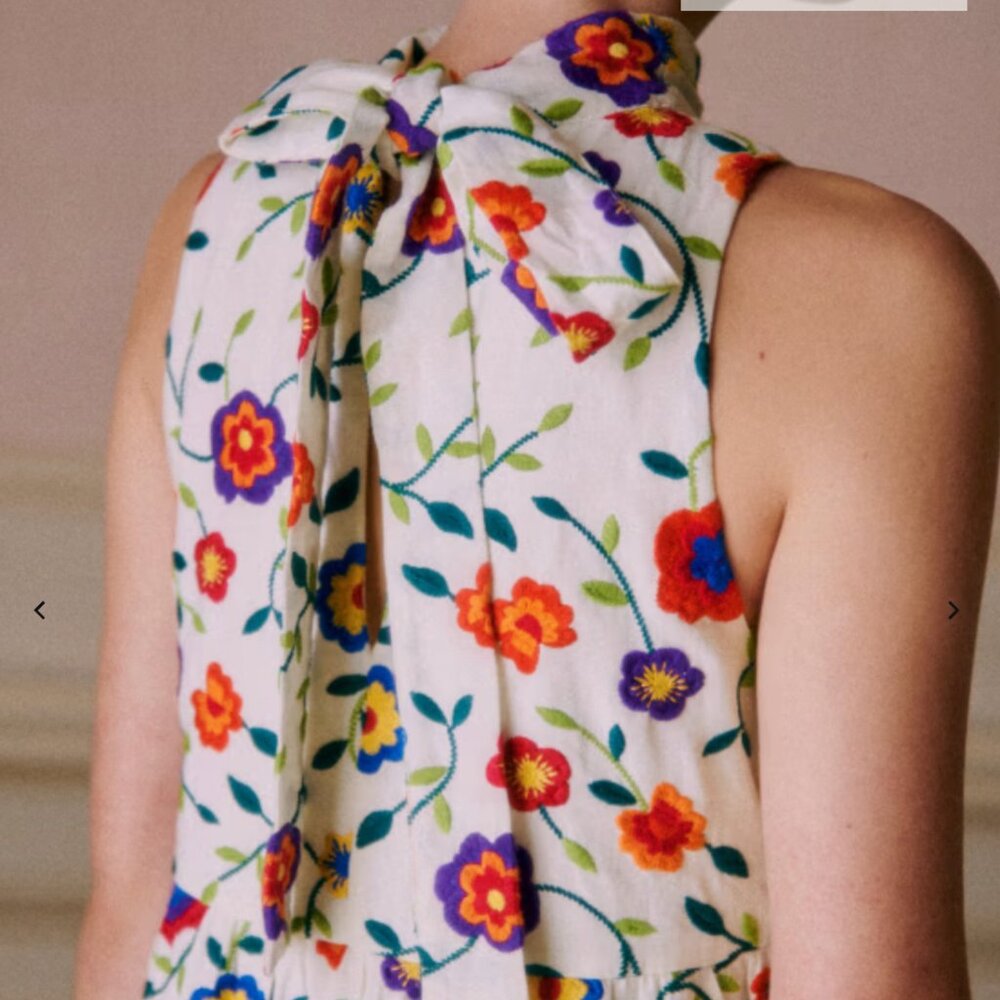 Sézane Cream Maxi Dress with Pink and Purple Floral Print - Picture 2 of 3